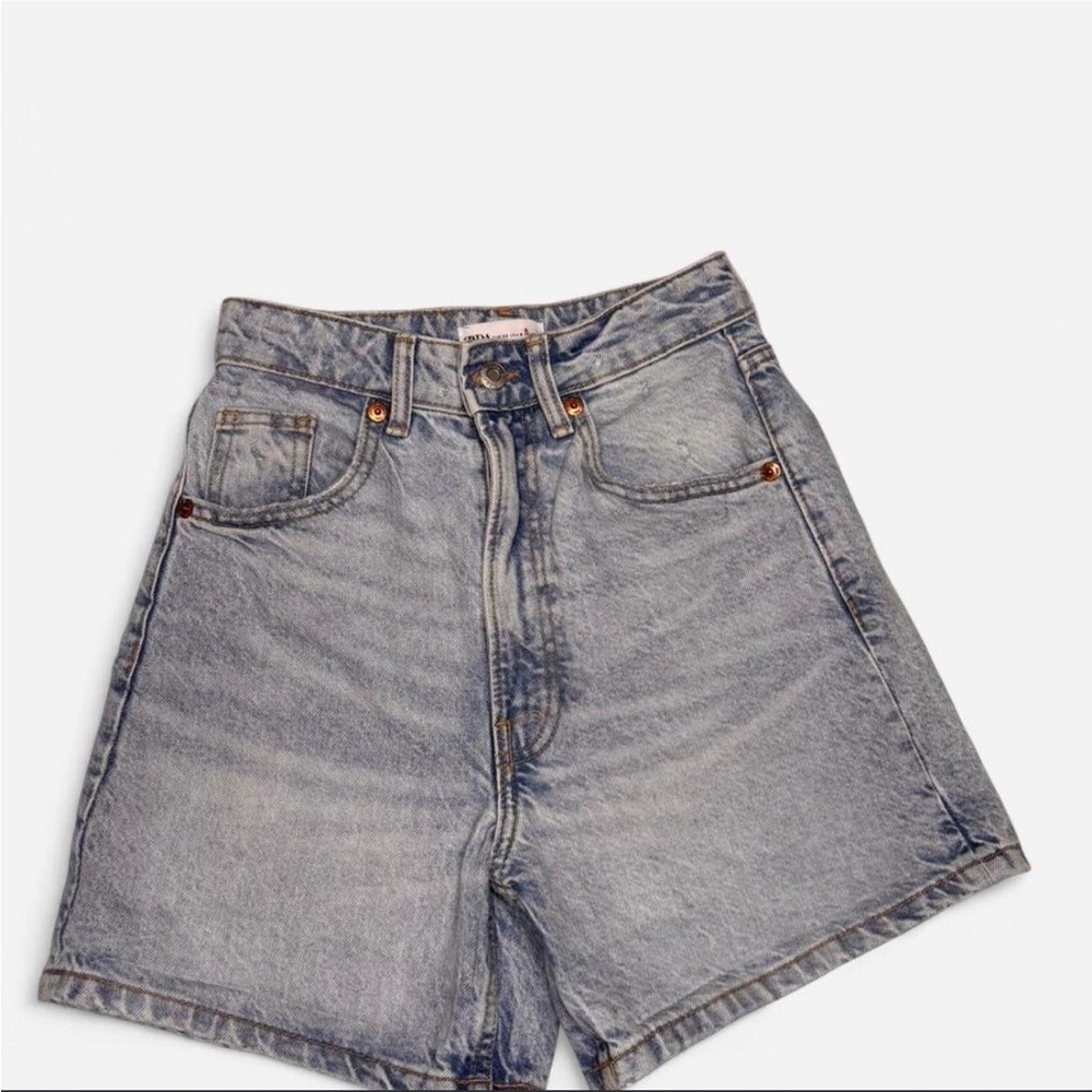 Zara High Waist Denim Shorts - Light Blue